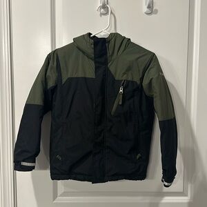 Columbia winter jacket, youth size 8, olive green and black